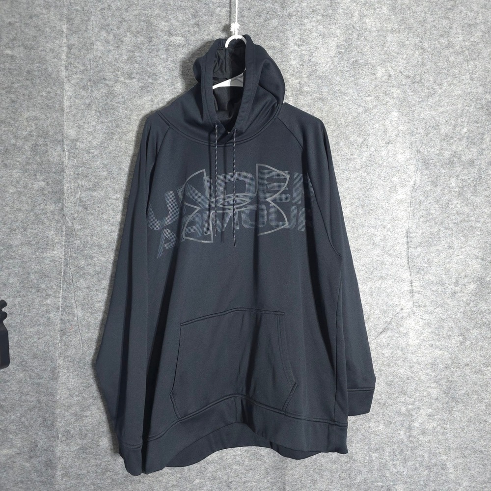 Under Armour Storm ColdGear Mens 3XL Black Hoodie Pullover Loose Fit 15743 Logo